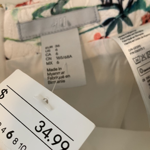 H&M Brocade Floral Crane Print pencil skirt size 6 - Picture 2 of 3